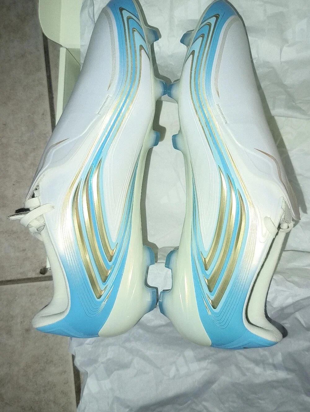 Adidas Messi F50 Pro FG Soccer Cleats Men’s White with Light Blue Trim